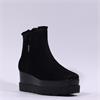 Marco Moreo Vienna Frill Cuff Wedge Boot - Black Suede